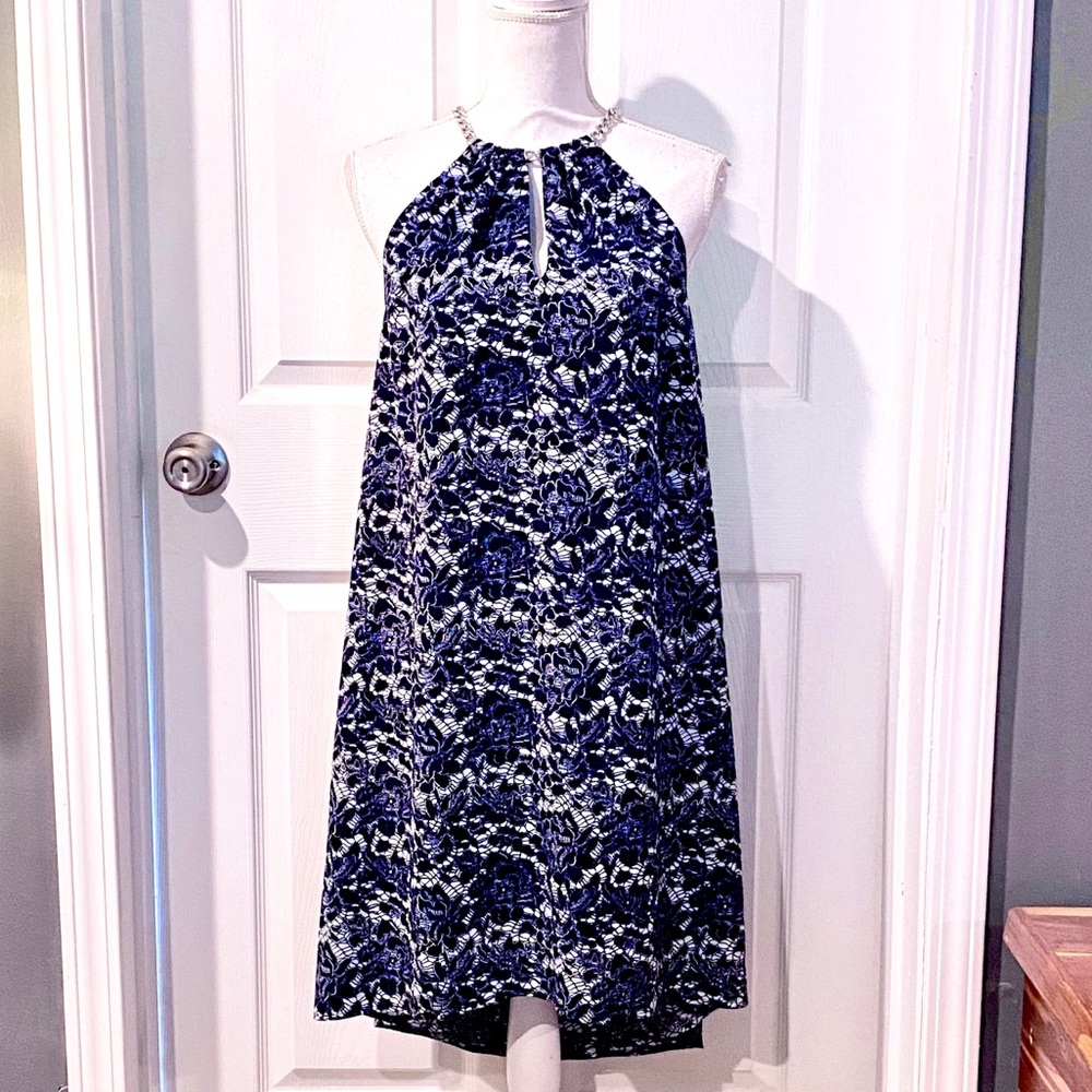 NWOT MICHAEL KORS Floral Chain Neck Trapeze Dress